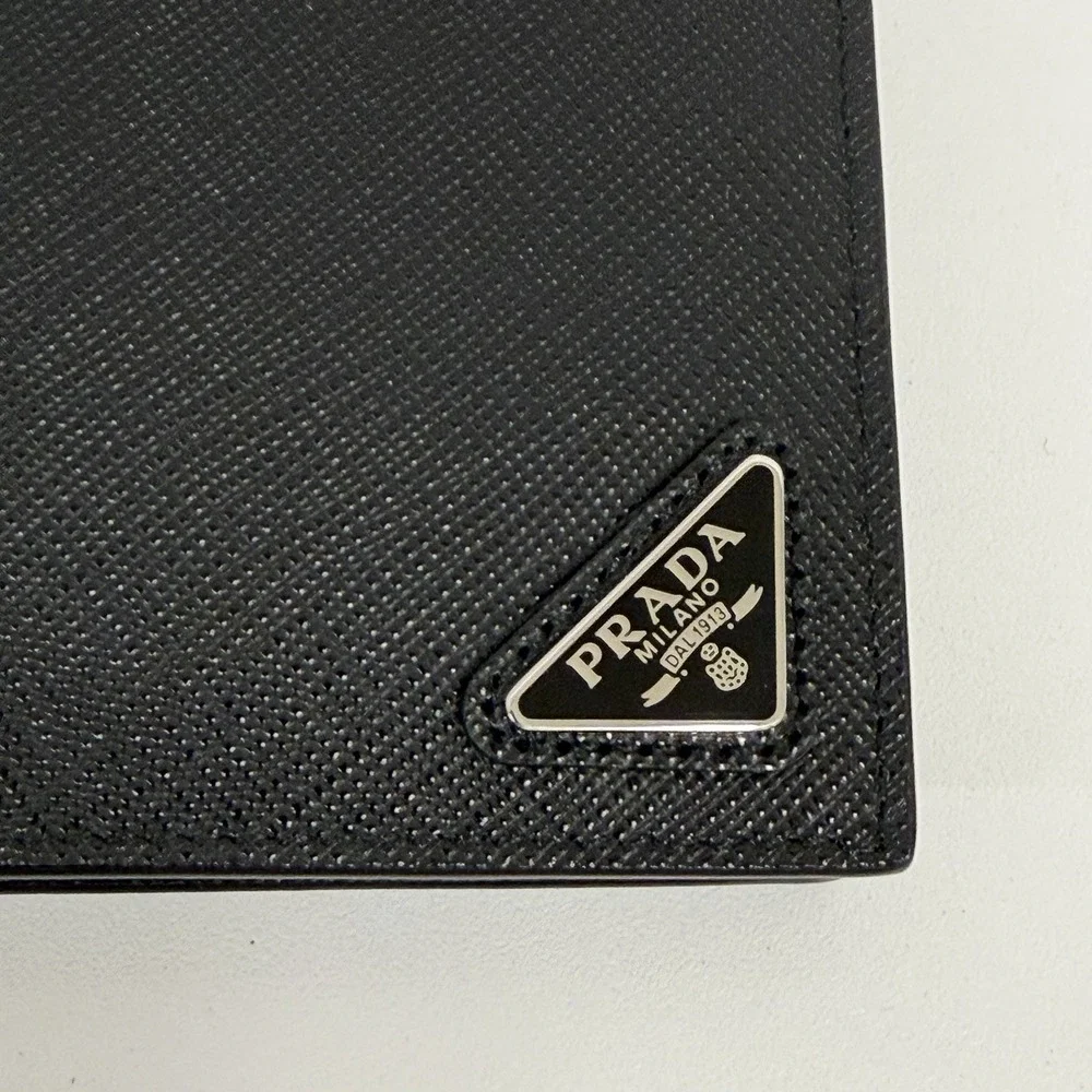 Authentic Mens Prada Bi Fold Saffiano Wallet Black NIB 2MO513 $795.00